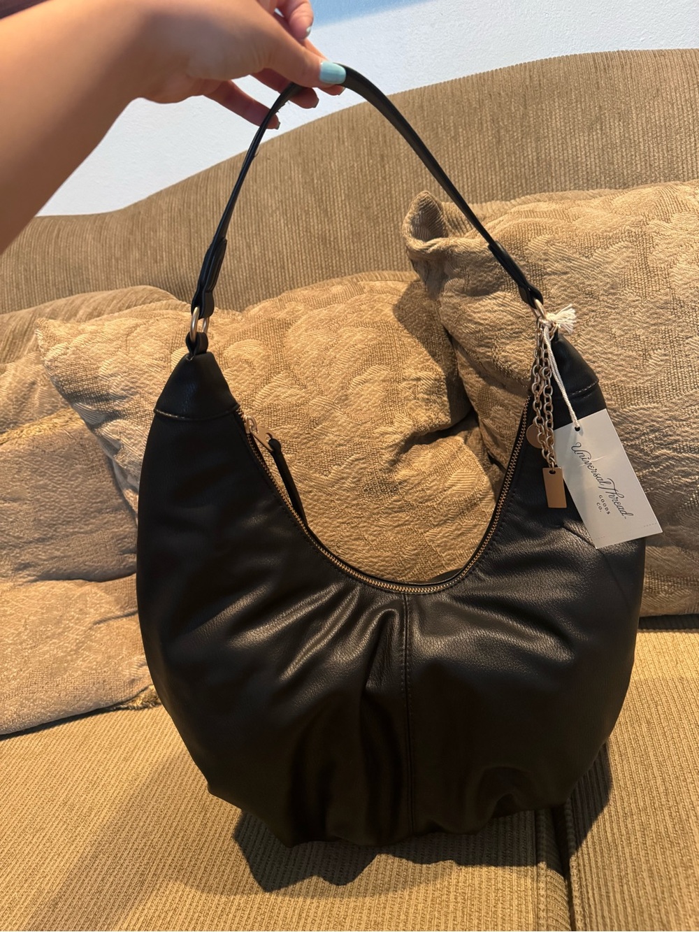 Black slouchy hobo bag